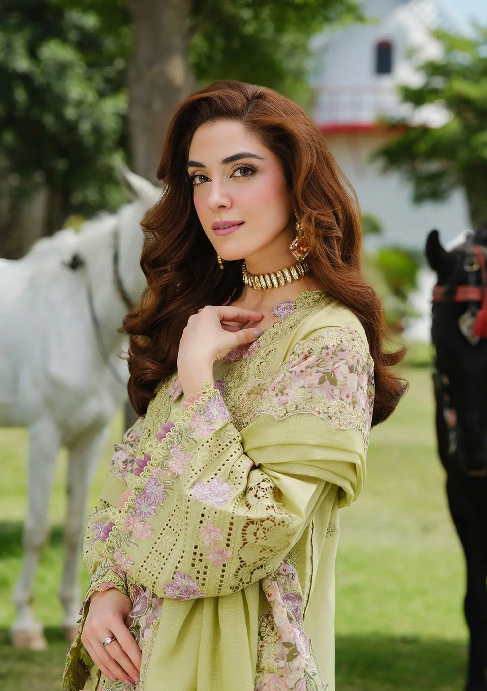 Pure Lawn Green Embroidered Dress - LL314