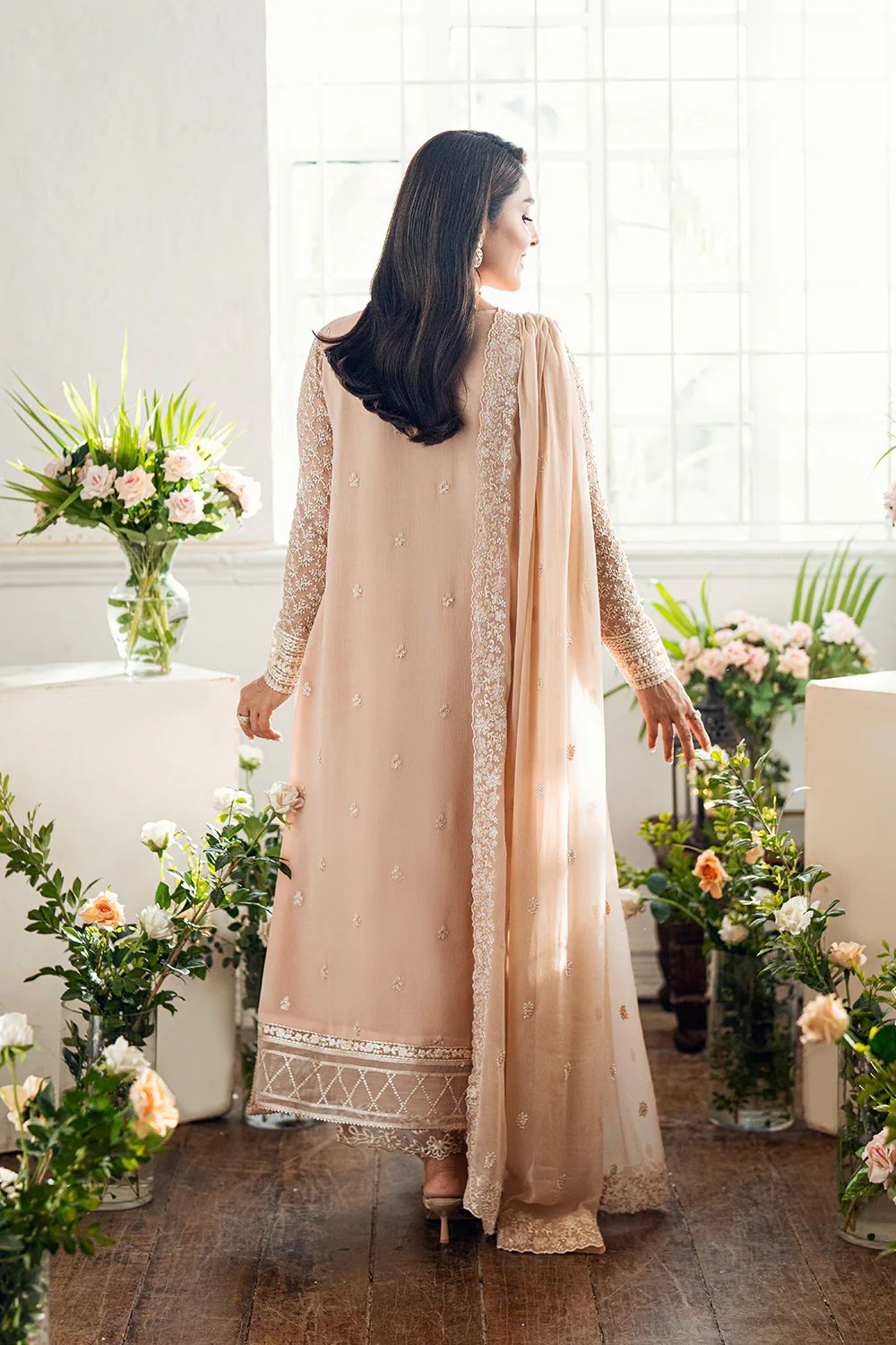 Pure Chiffon Skin Embroidered Dress - WW301