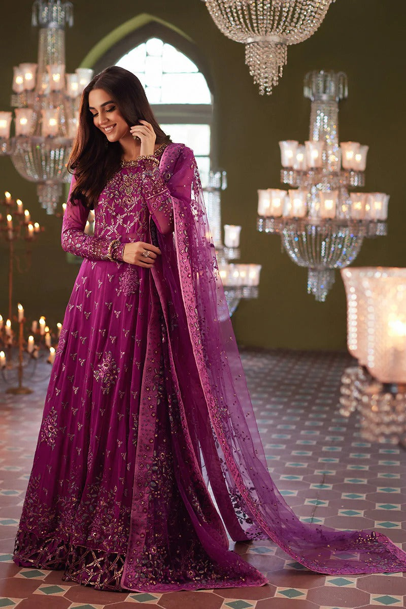 Pure Net Pink Embroidered Maxi Dress - WW311