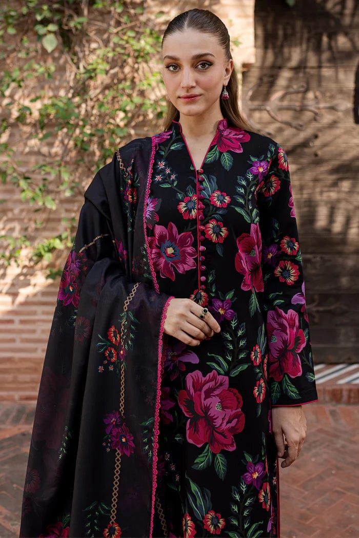 Pure Lawn Black Digital Embroidered Dress - LL264