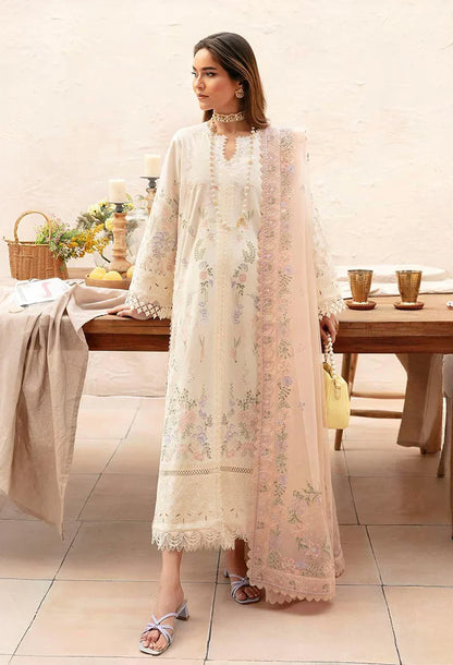 Pure Lawn Off White Embroidered Dress - LL263
