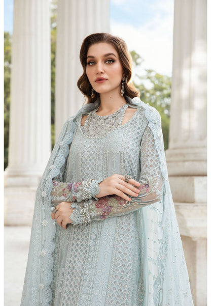 Pure Chiffon Sky Blue Embroidered Dress - WW306