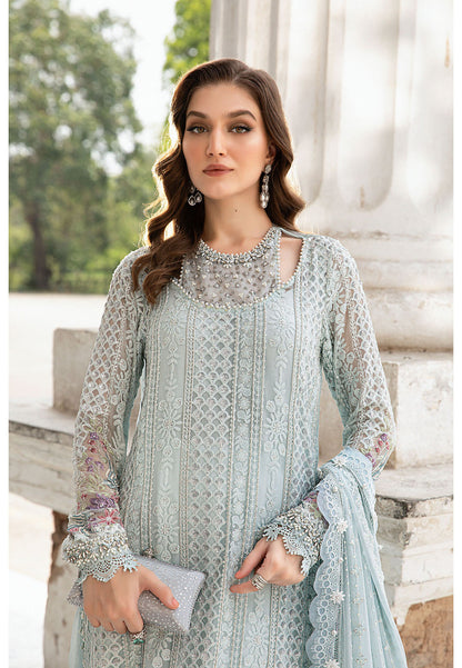 Pure Chiffon Sky Blue Embroidered Dress - WW306