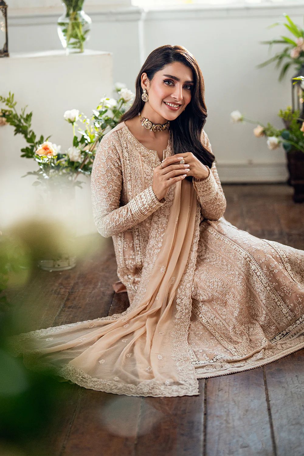 Pure Chiffon Skin Embroidered Dress - WW301