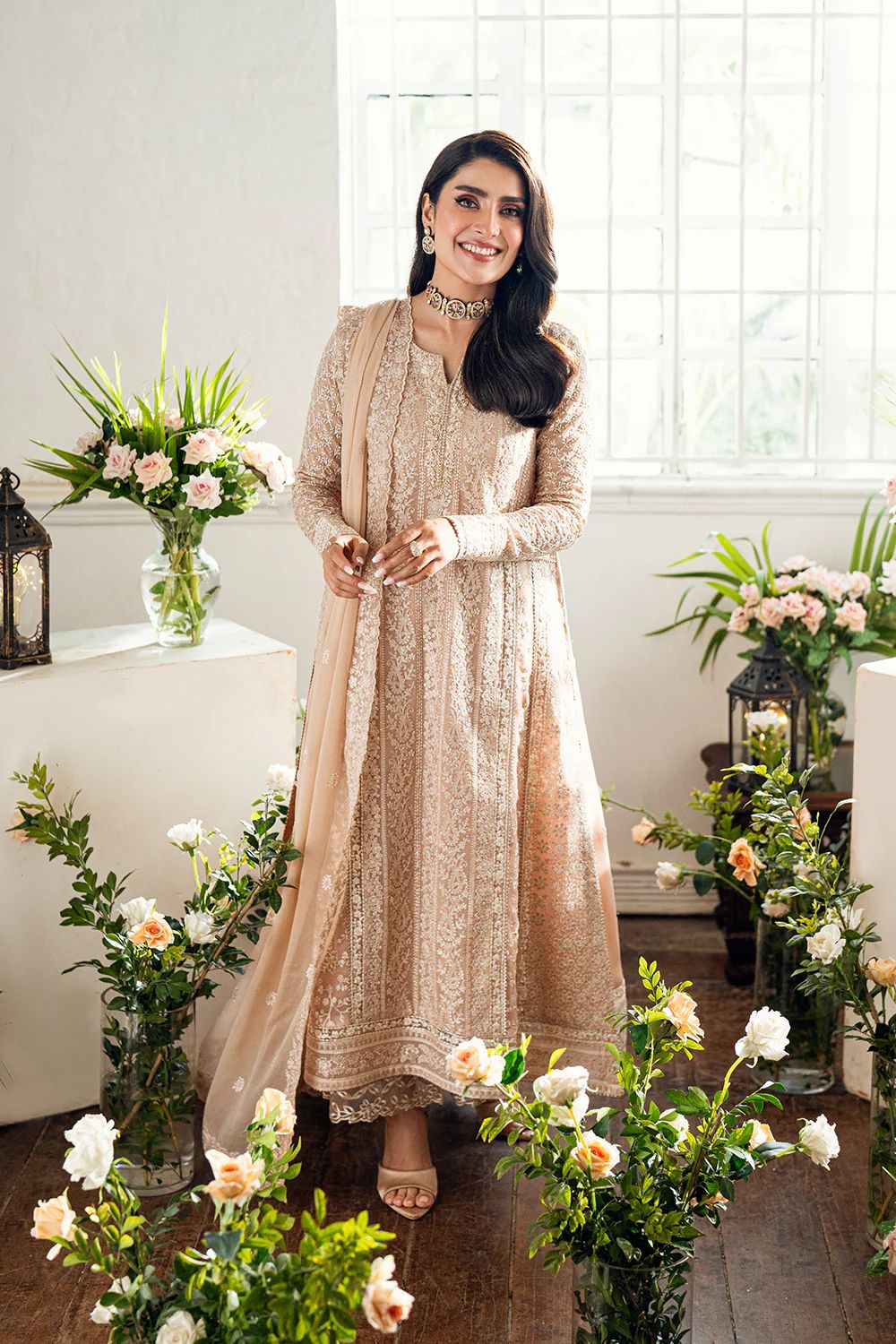 Pure Chiffon Skin Embroidered Dress - WW301