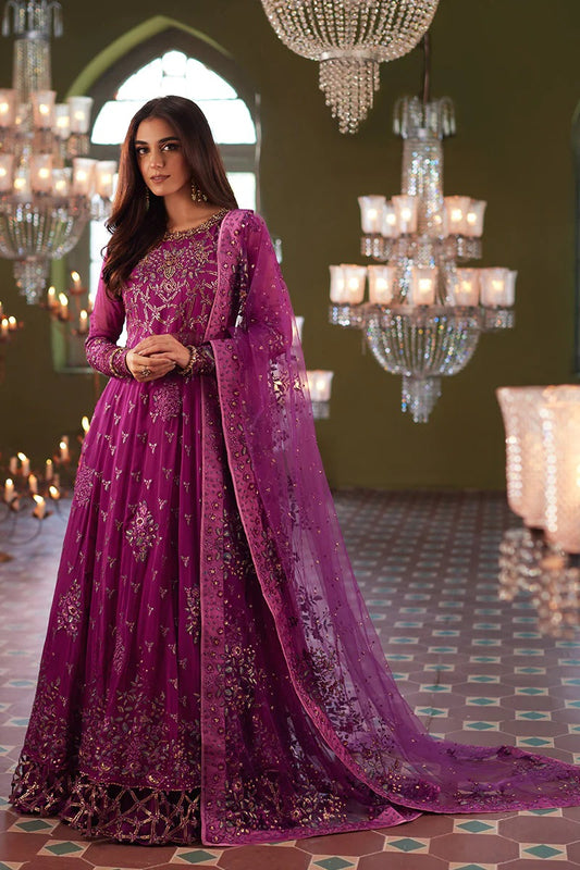 Pure Net Pink Embroidered Maxi Dress - WW311