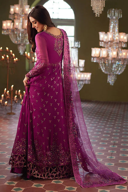 Pure Net Pink Embroidered Maxi Dress - WW311