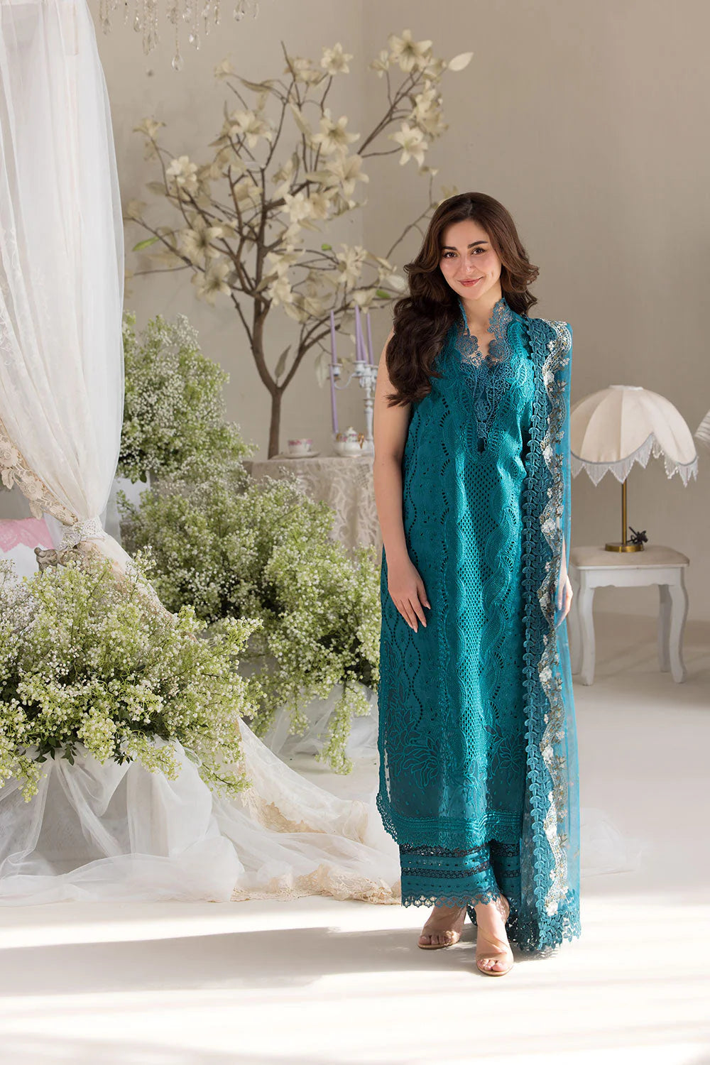 Pure Lawn Blue Embroidered Dress - LL264