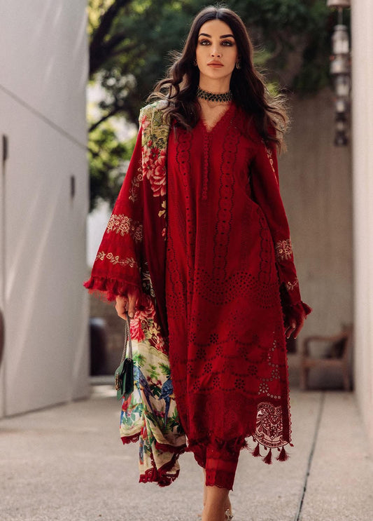 Lawn Red Embroidered Dress - RSS033
