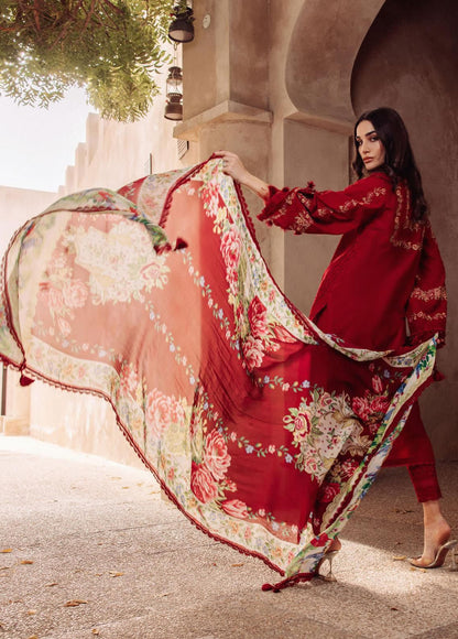 Lawn Red Embroidered Dress - RSS033