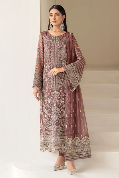 Pure Chiffon Beige Embroidered Dress : BSS007