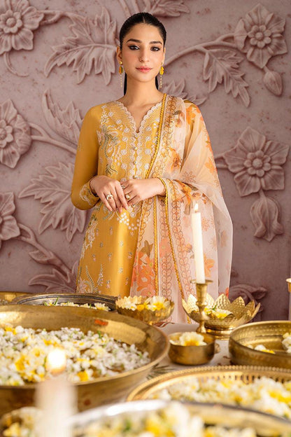 Pure Lawn Mustard Embroidered Dress - LCS051