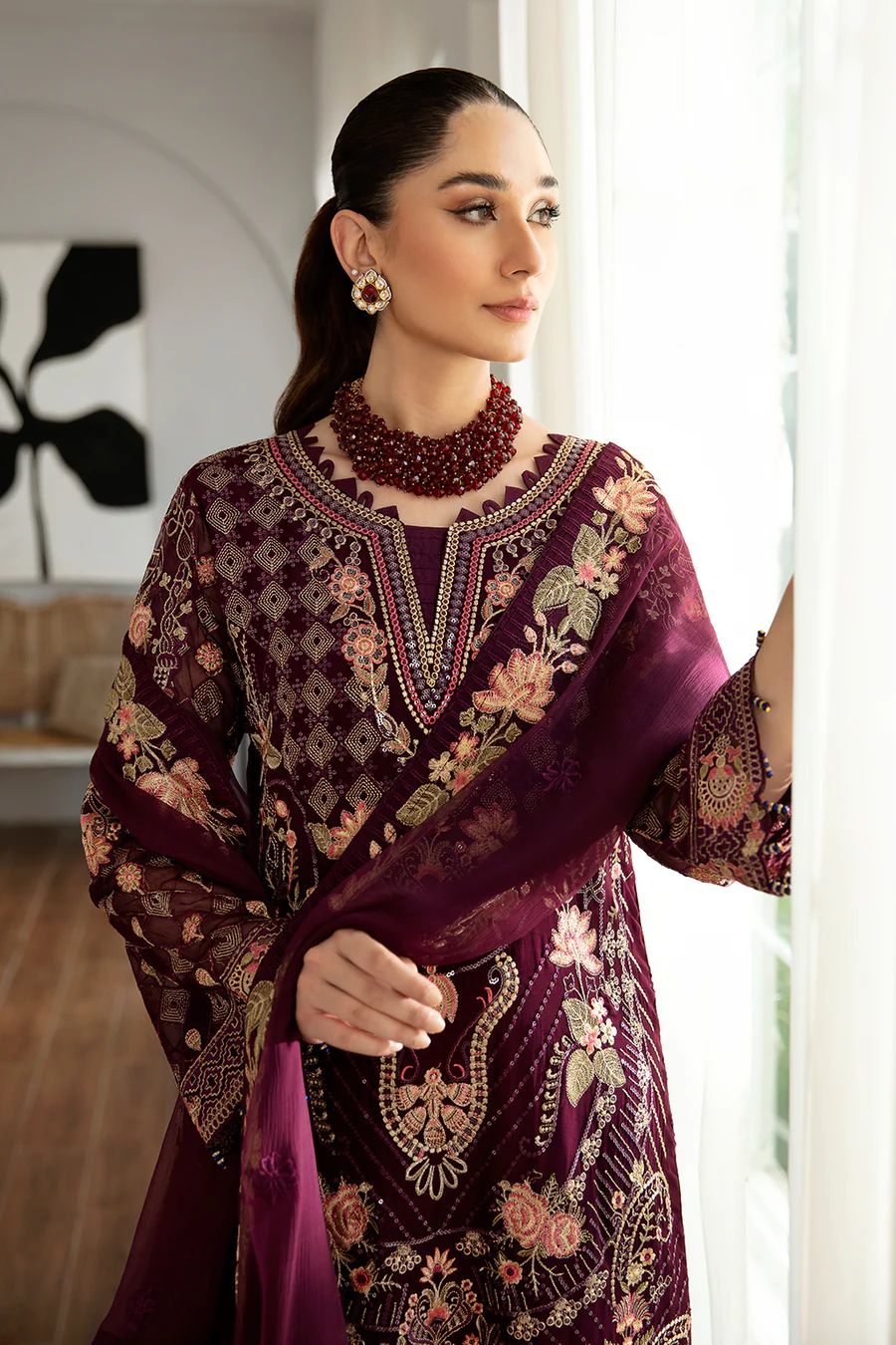 Pure Chiffon Majestic Embroidered Dress : WW101