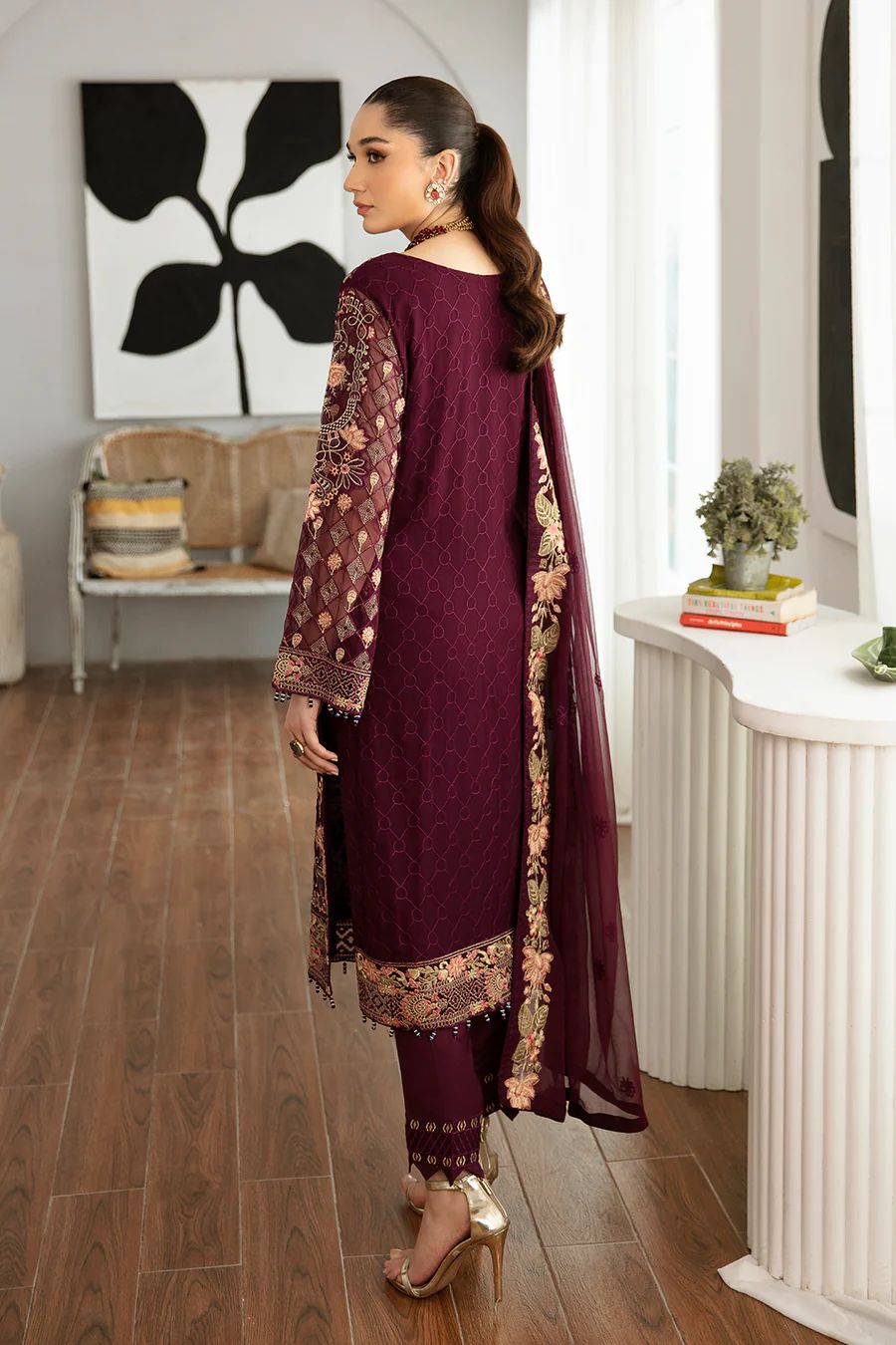 Pure Chiffon Majestic Embroidered Dress : WW101