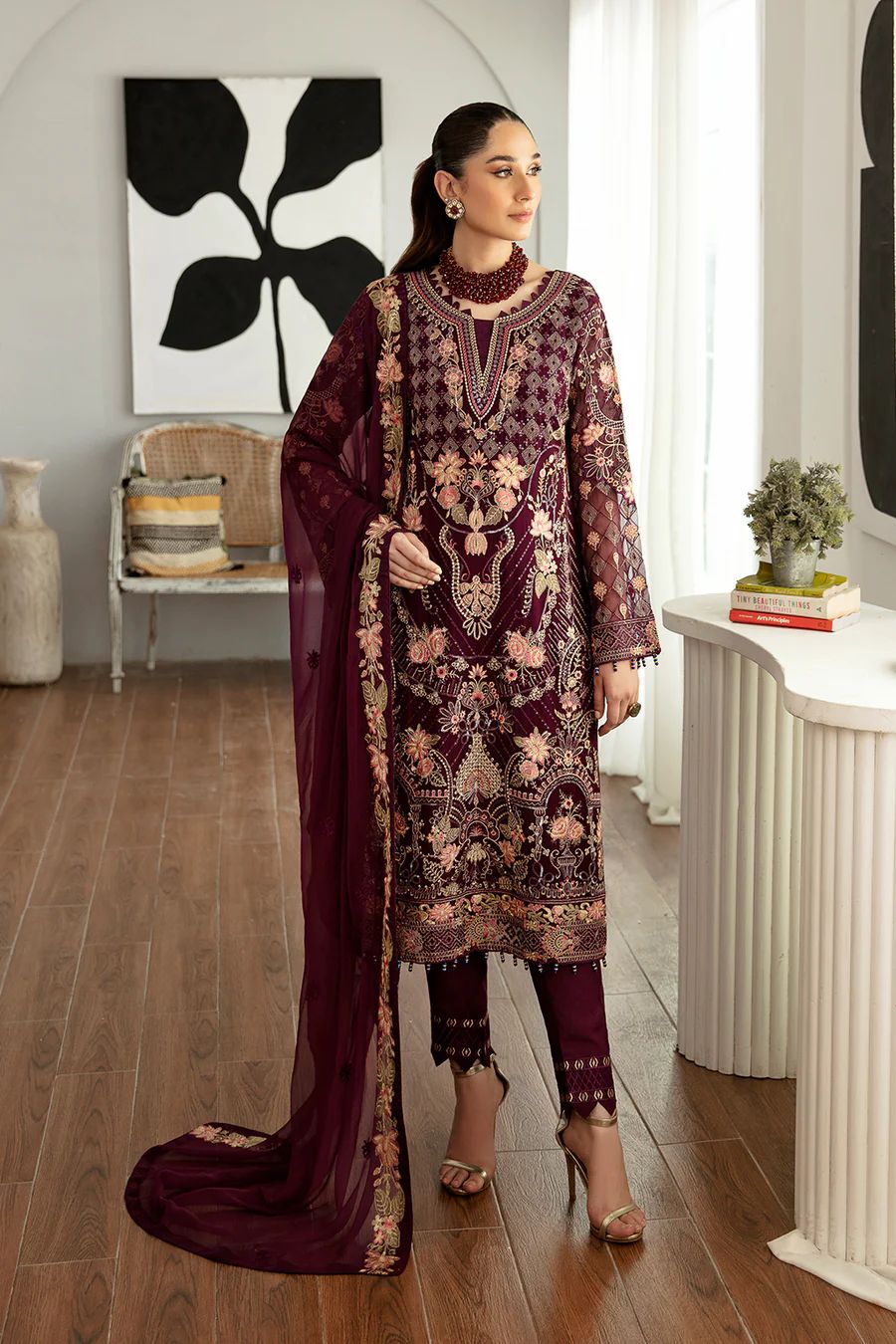 Pure Chiffon Majestic Embroidered Dress : WW101