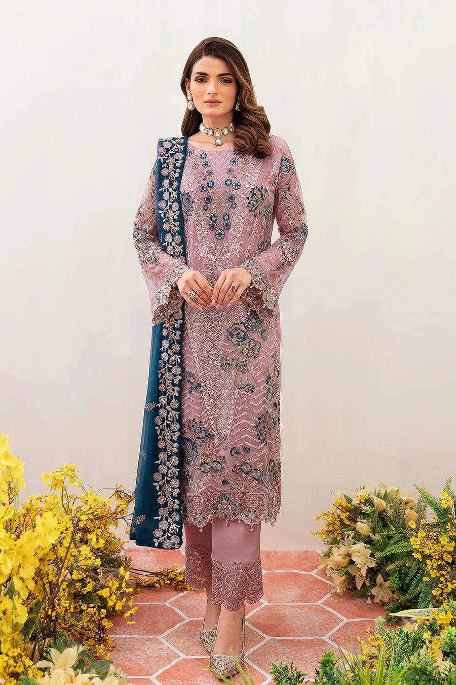 Pure Chiffon Elegent Embroidered Dress : WW103