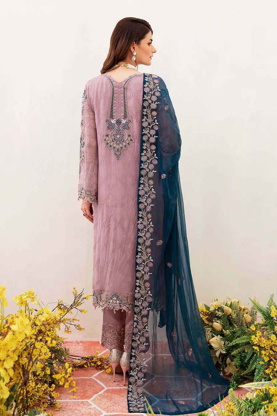 Pure Chiffon Elegent Embroidered Dress : WW103