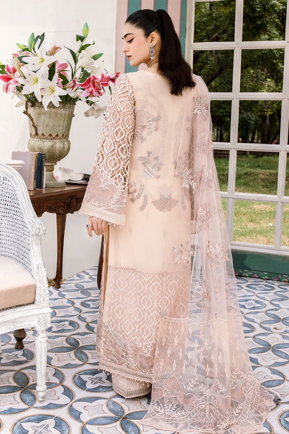 Pure Chiffon Heavy Embroidered Dress : WW120