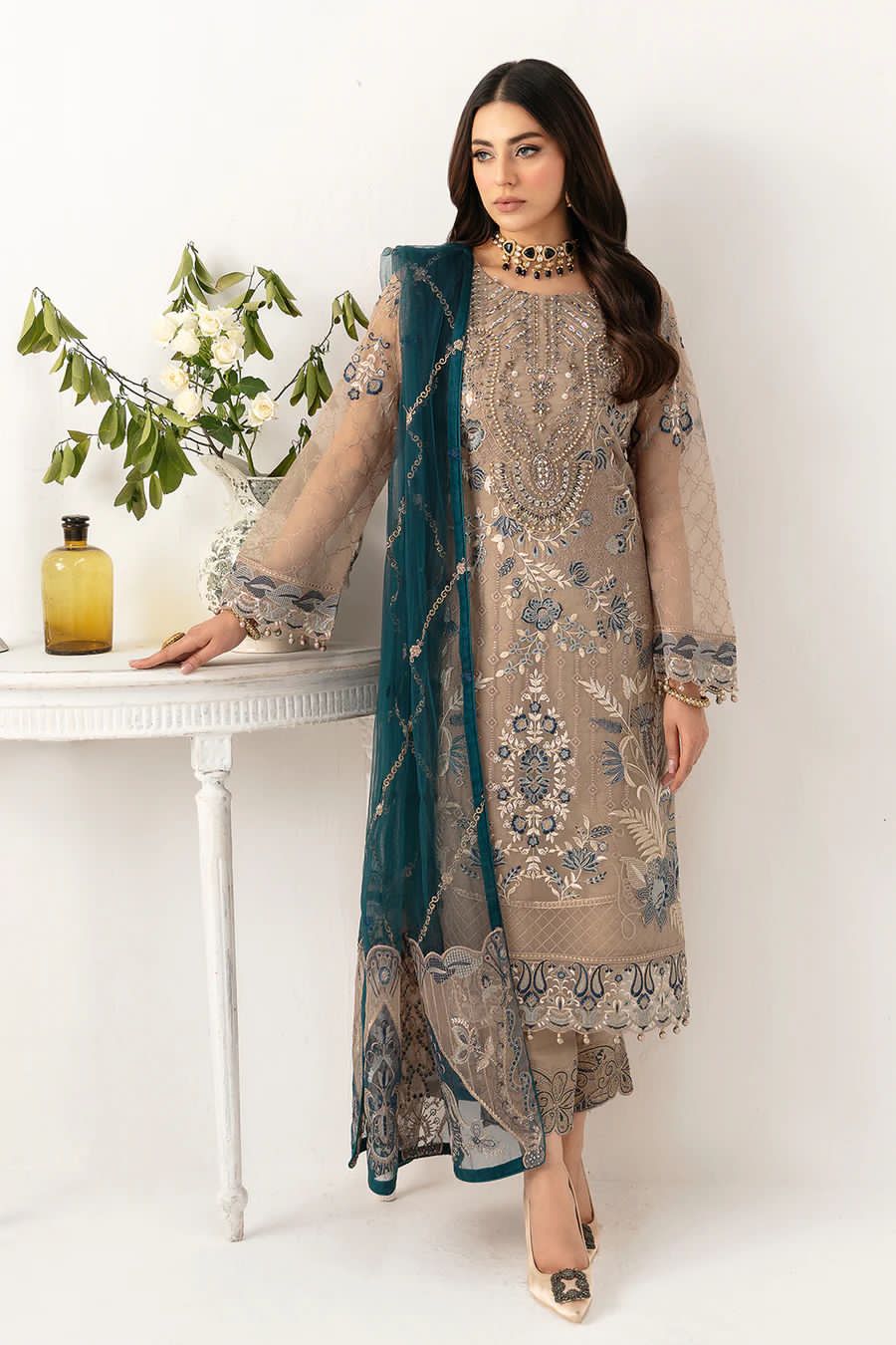 Pure Chiffon Heavy Embroidered Dress : WW121