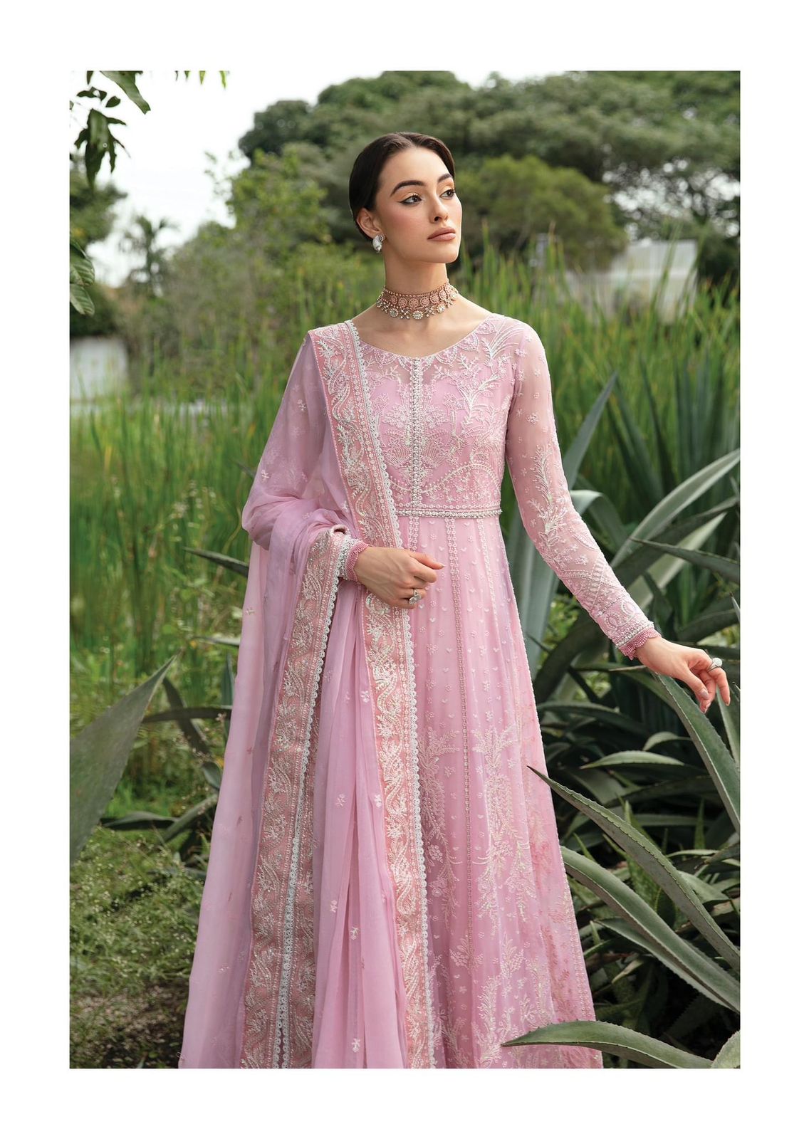 Pure Chiffon Pink Embroidered Dress : WW122