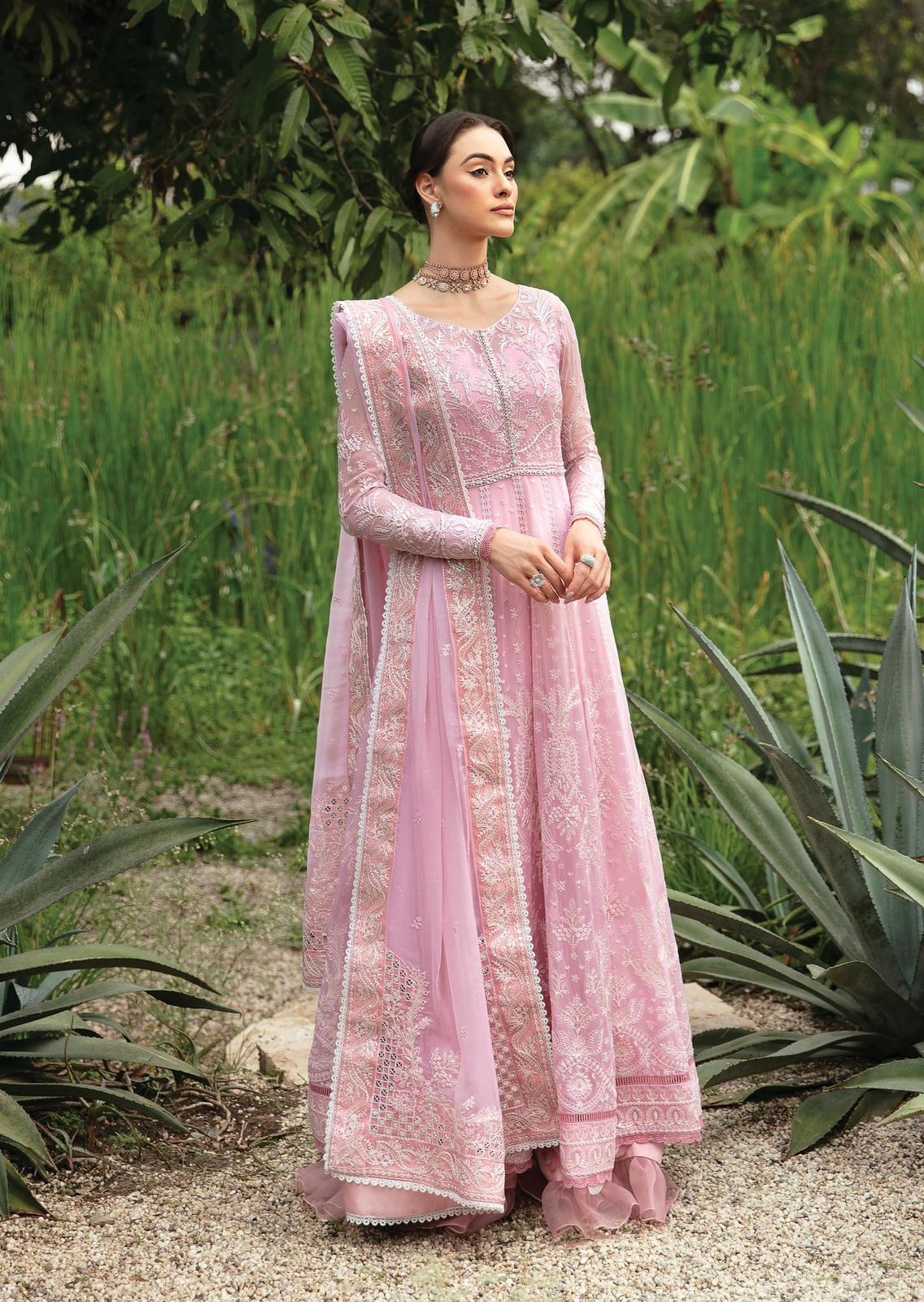 Pure Chiffon Pink Embroidered Dress : WW122