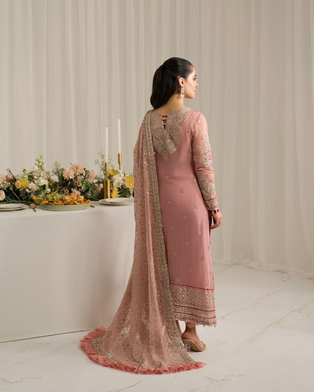 Pure Chiffon Wedding Embroidered Dress : WW193