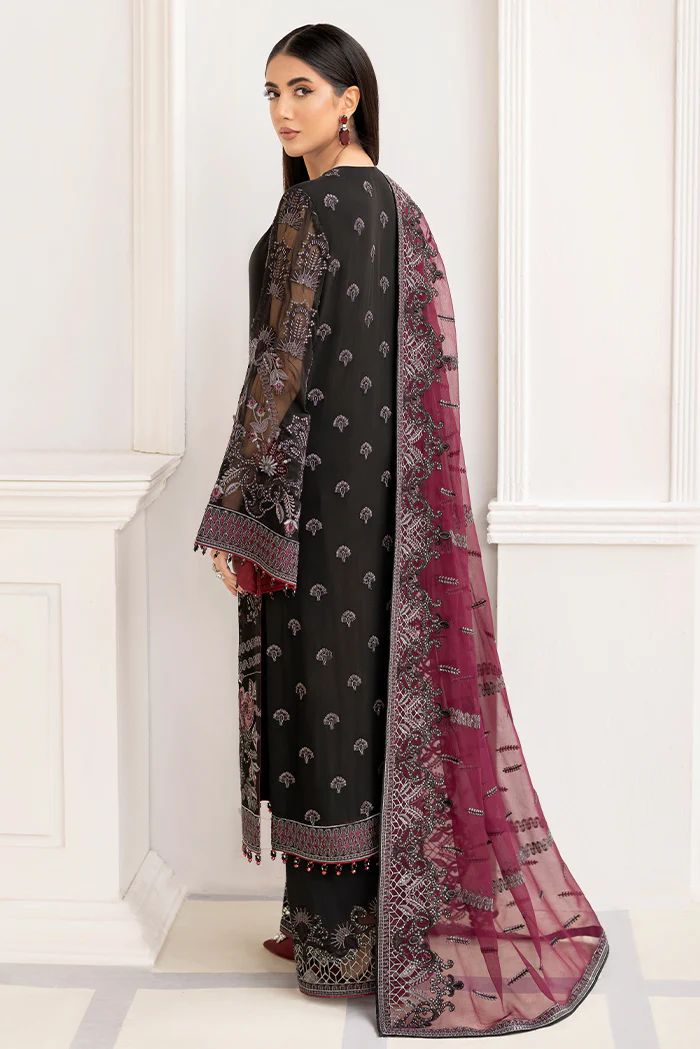Pure Chiffon Black Embroidered Dress : WW177
