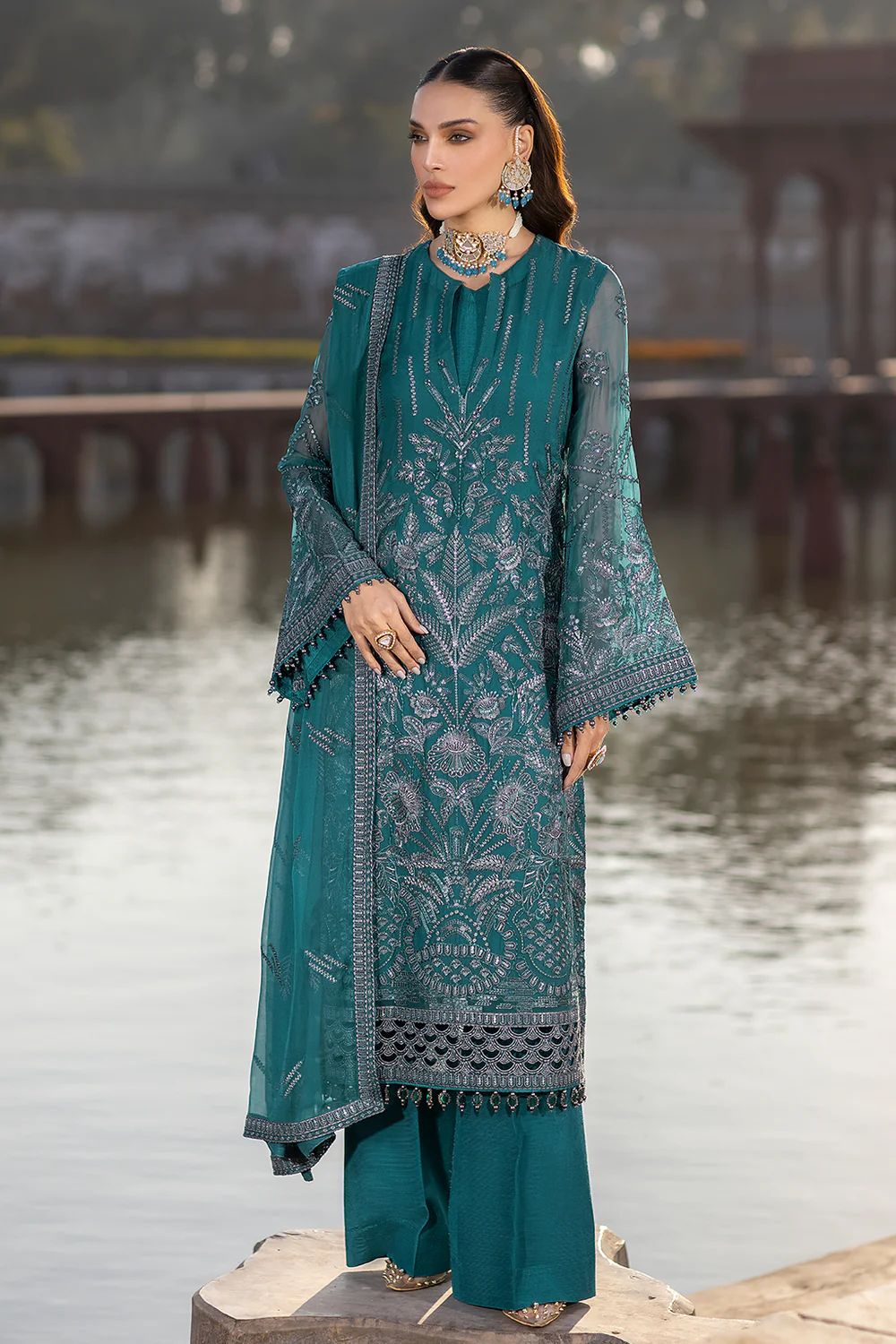 Pure Chiffon Majestic Embroidered Dress : PW191