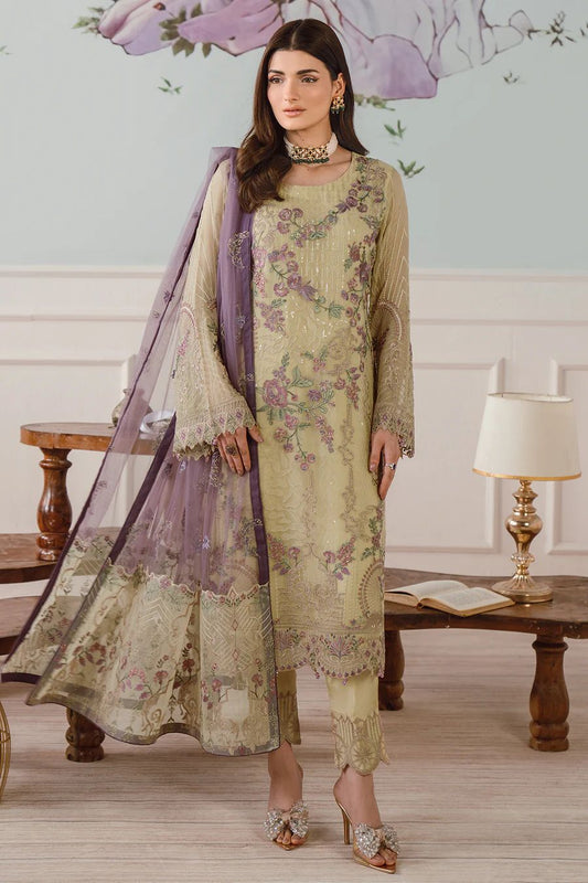 Pure Chiffon Elegant Embroidered Dress : PW186
