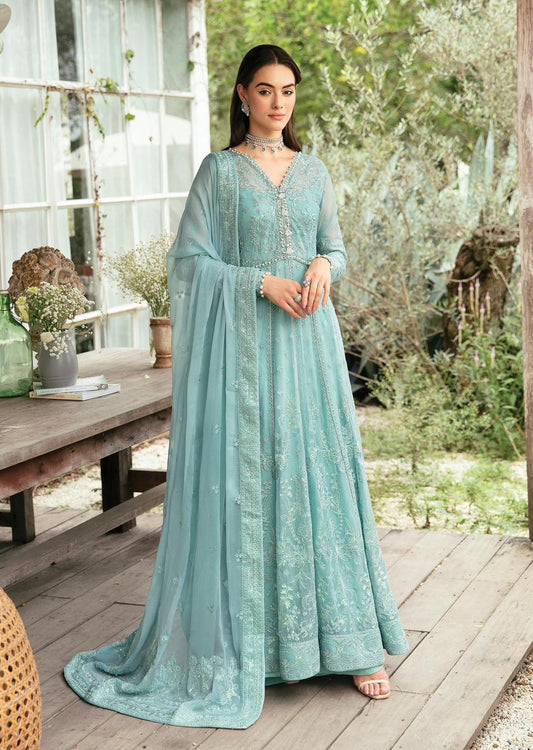 Pure Chiffon Sky Blue Embroidered Dress - WW243