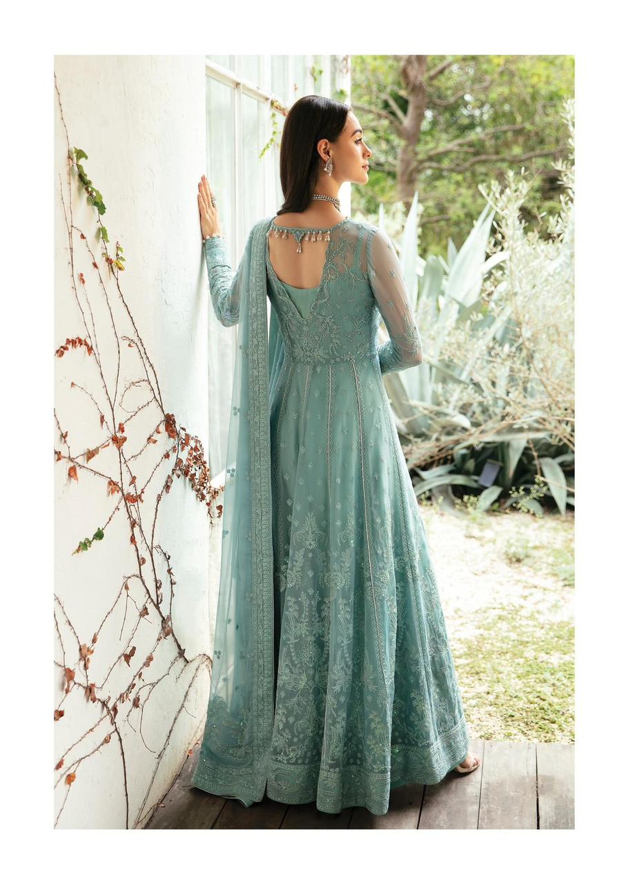 Pure Chiffon Sky Blue Embroidered Dress - WW243