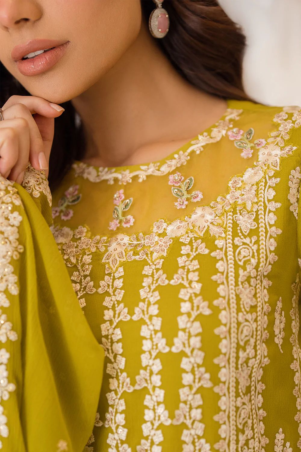 Pure Chiffon Elegant Embroidered Dress - WW170