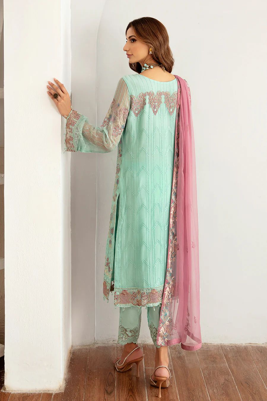 Pure Chiffon Elegant Embroidered Dress : PW204