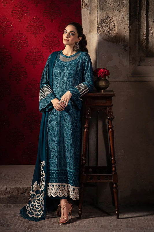 Pure Chiffon Midnight Blue Embroidered Dress : PW216