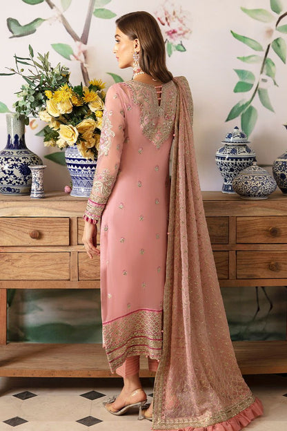 Pure Chiffon Pink Embroidered Dress - WW275