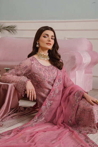 Pure Chiffon Pink Embroidered Dress : PW216