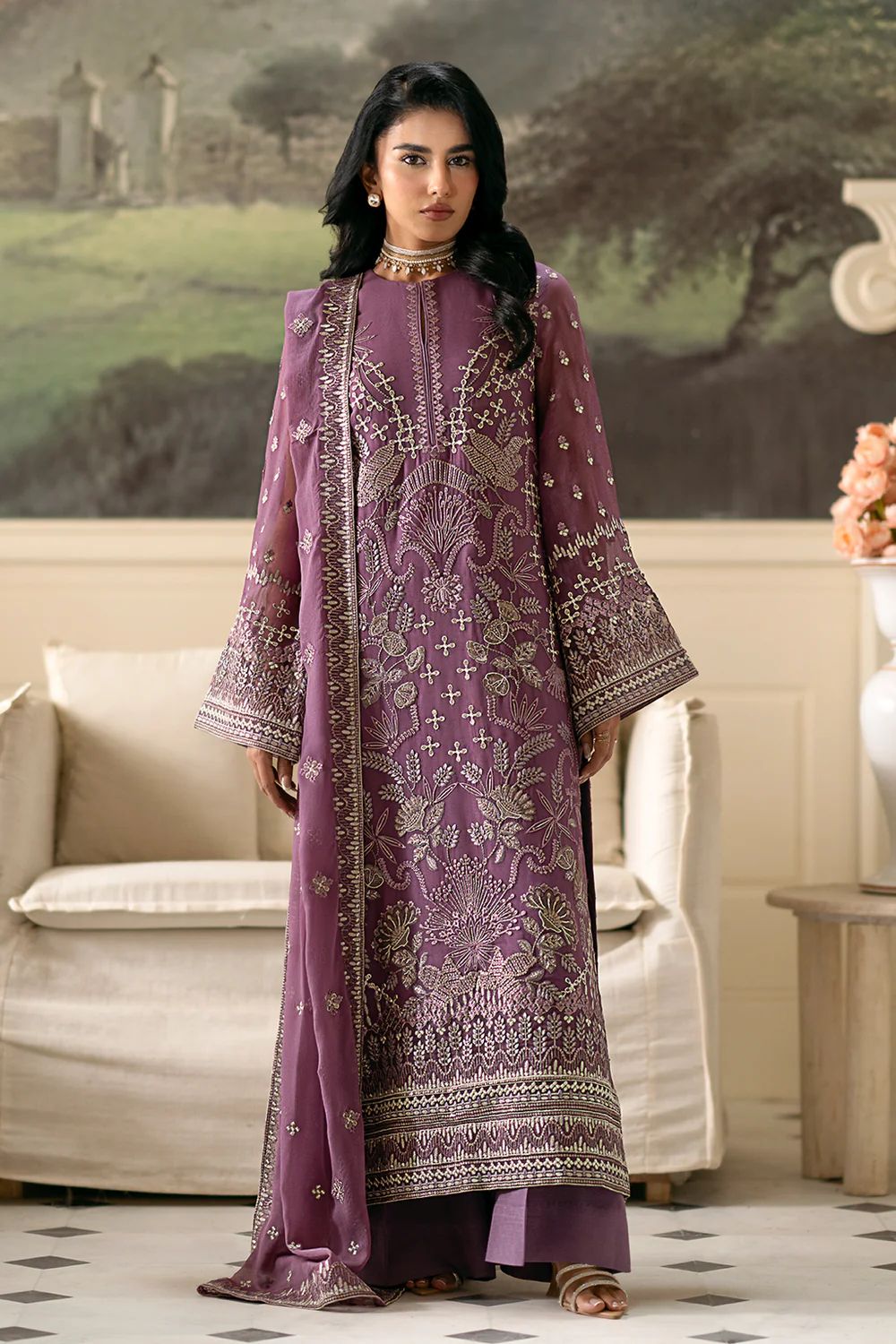 Pure Chiffon Plump Embroidered Dress - WW301