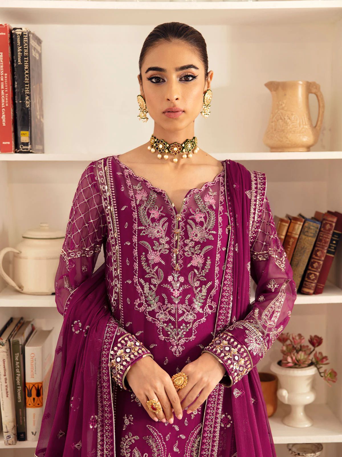 Pure Chiffon Elegant Embroidered Dress - PW221