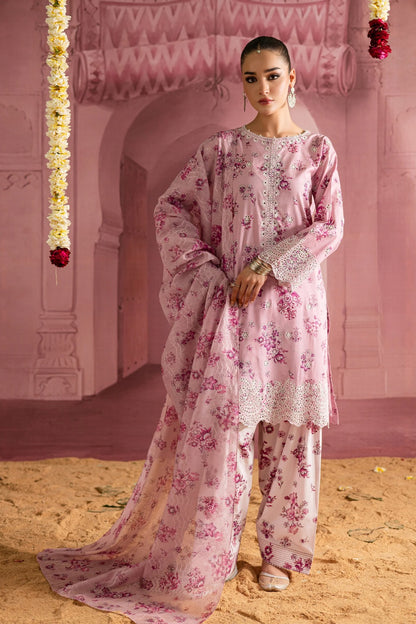 Pure Shamouse Silk Pink Embroidered Dress - PW2267