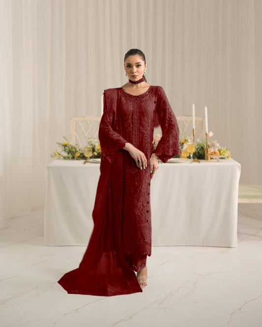 Pure Chiffon Elegant Embroidered Dress : PW205