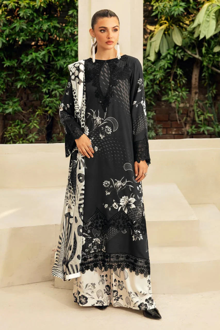 Pure Lawn Black Embroidered Dress - LL218