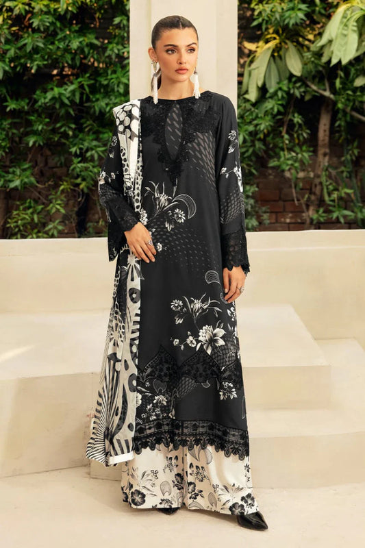 Pure Lawn Black Embroidered Dress - LL218