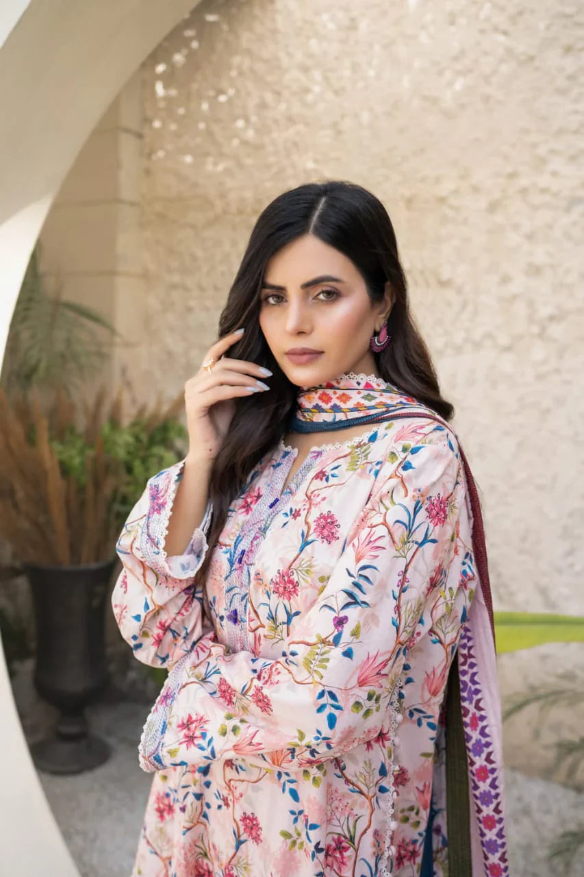 Pure Lawn Digital Embroidered Dress - LL216