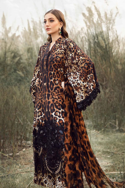 Pure Lawn Cheetah Print Embroidered Dress - LL213
