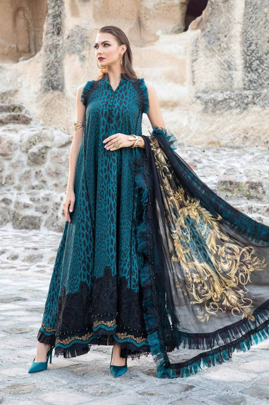 Pure Lawn Blue Embroidered Dress - LL212
