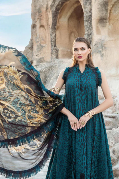 Pure Lawn Blue Embroidered Dress - LL212