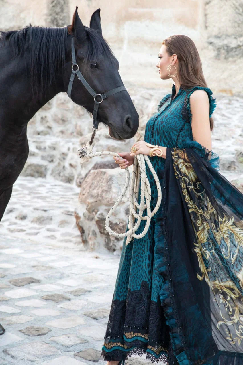 Pure Lawn Blue Embroidered Dress - LL212