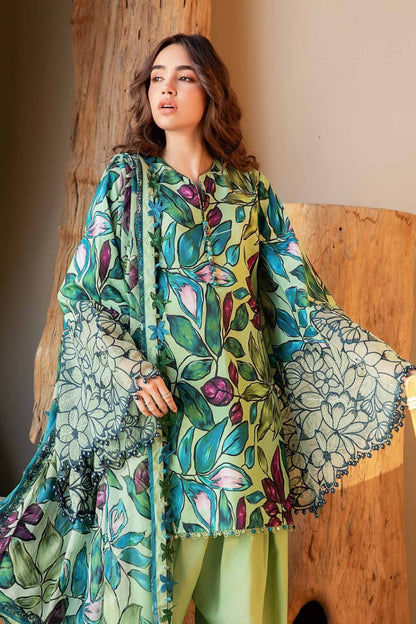 Pure Lawn Green Embroidered Dress - LL230