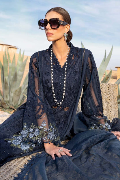 Pure Lawn Navy Blue Chickenkari Dress - LL235
