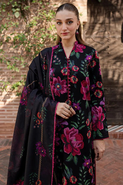 Pure Lawn Black Digital Embroidered Dress - LL264